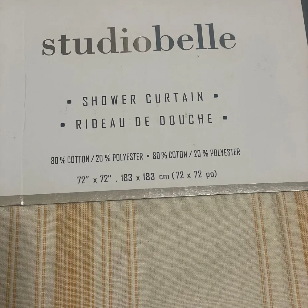 Cotton Fabric Shower Curtain Beige Asymmetric Striped Pattern Size 72” x 72”